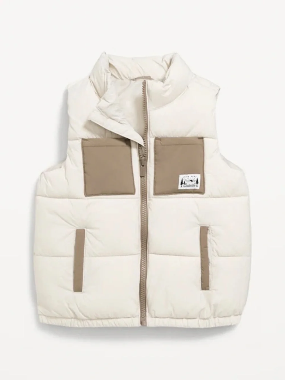 Old Navy Cream and Tan Puffer Boy Vest 4t